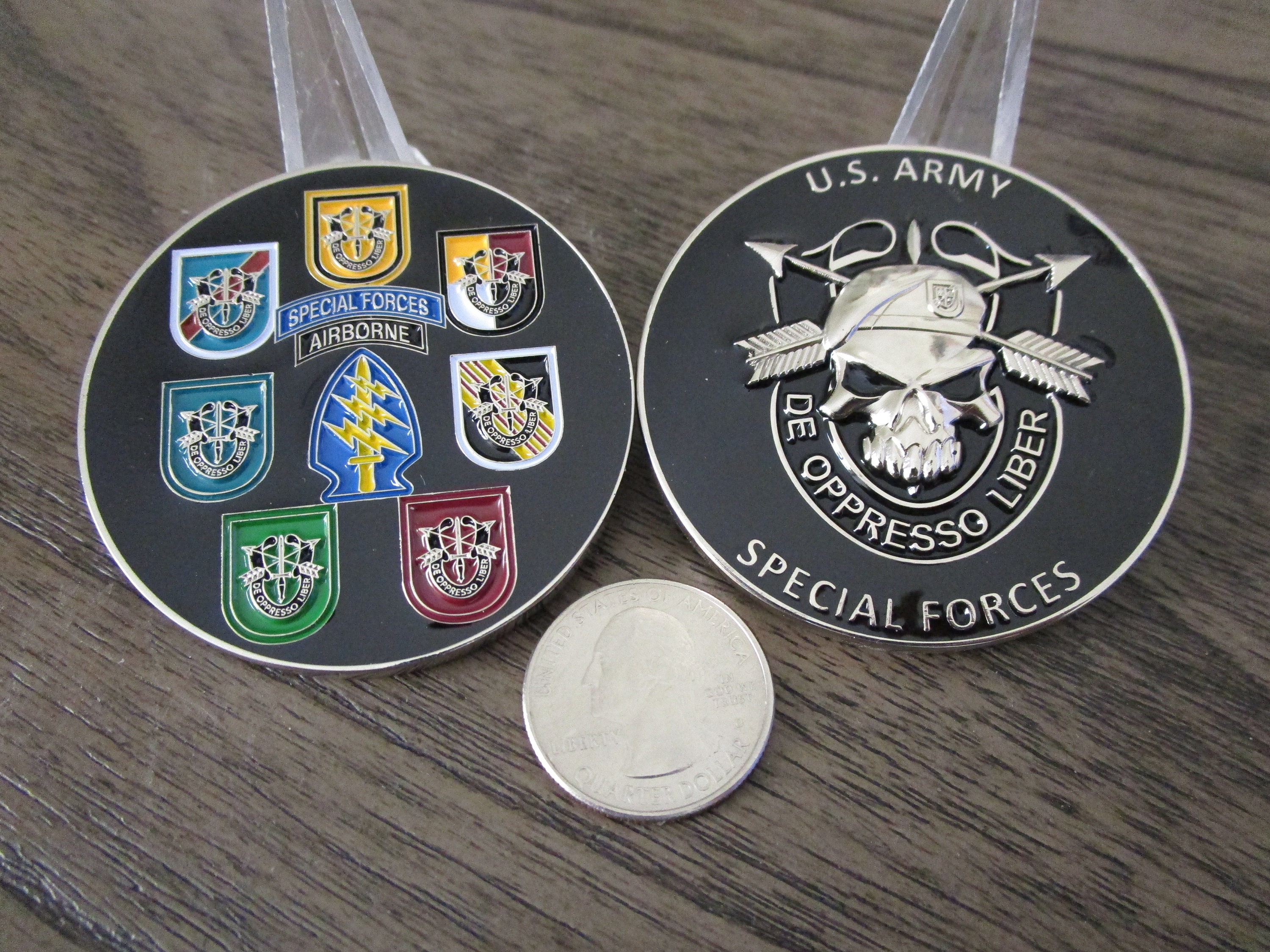 US Army 3rd SFG (A) Special Forces Group Green Berets Skull Challenge Coin