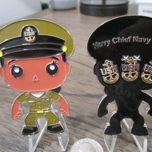 USN Dark Skinned Female Navy Chief Navy Pride Khaki Uniform CPO Challenge Coin