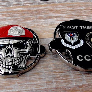 Moneda de desafío de calavera de boina roja del equipo de control de combate de operaciones especiales de la Fuerza Aérea de los Estados Unidos CCT AFSOC SOCOM
