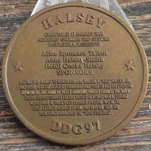 USN USS Halsey DDG 97 Christened 2004 Christening Challenge Coin #115X
