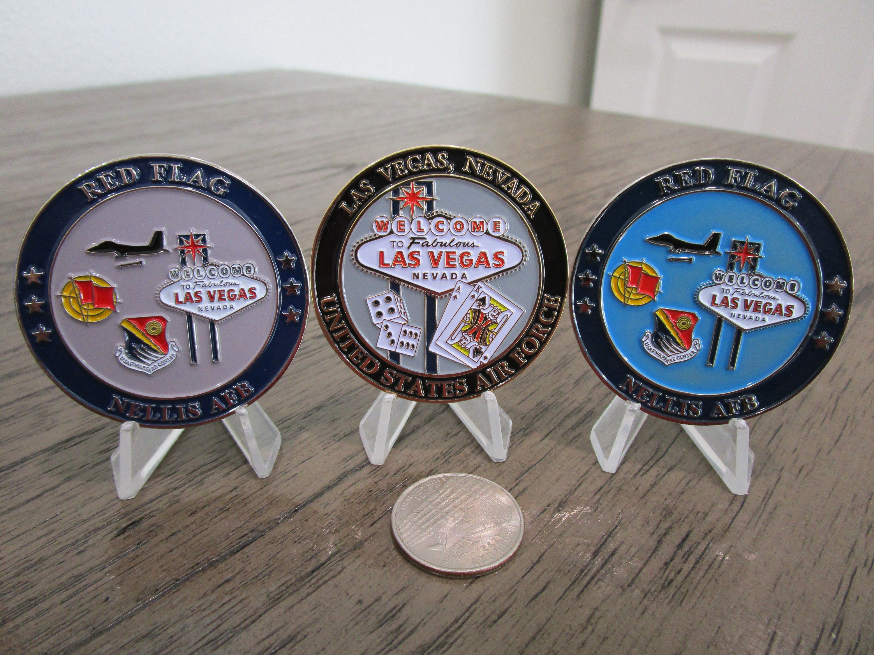 Lot of 3 Nellis AFB Las Vegas Challenge Coins Red Flag Aggressors