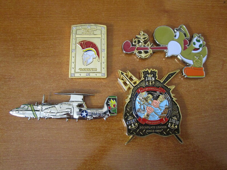 4 Naval Cpo Challenge Coins Fleet Weather Yoshi Strike Fighter Etsy