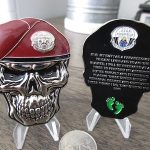 United States Air Force Special Forces Pararescueman Creed Pararescue * PJ's  Beret Skull Challenge Coin