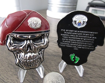 United States Air Force Special Forces Pararescueman Creed Pararescue * PJ's  Beret Skull Challenge Coin