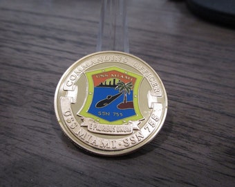 Vintage USN USS Miami SSN 755 Wardogs On The Prowl Challenge Coin #703R