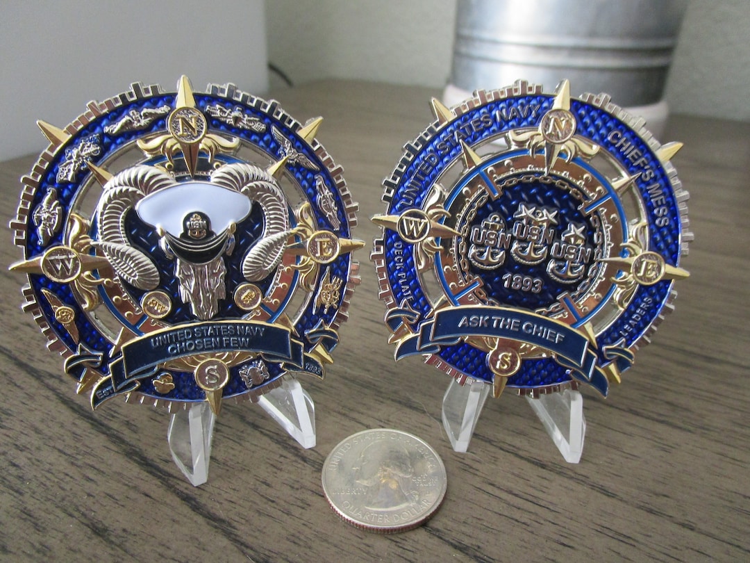 Navy Chiefs Goat Locker Chosen Few CPO USN Compass Challenge Coin
