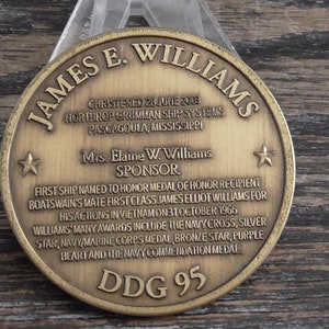 USN USS James E Williams DDG 95 Christened 2003 Christening Challenge Coin #112X