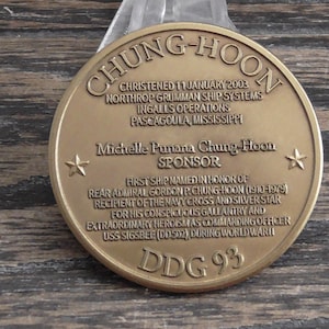 USN USS Chung-Hoon DDG 93 Taufe 2003 Taufe Challenge Münze #108X