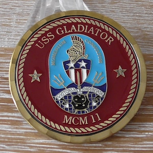 United States Navy USS Gladiator MCM 11 MCM Crew Reaper Challenge Coin #A220