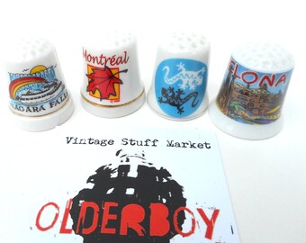 Vintage Thimble Collection with Niagara Falls, Montreal & Mallorca Souvenirs P12/1553/2