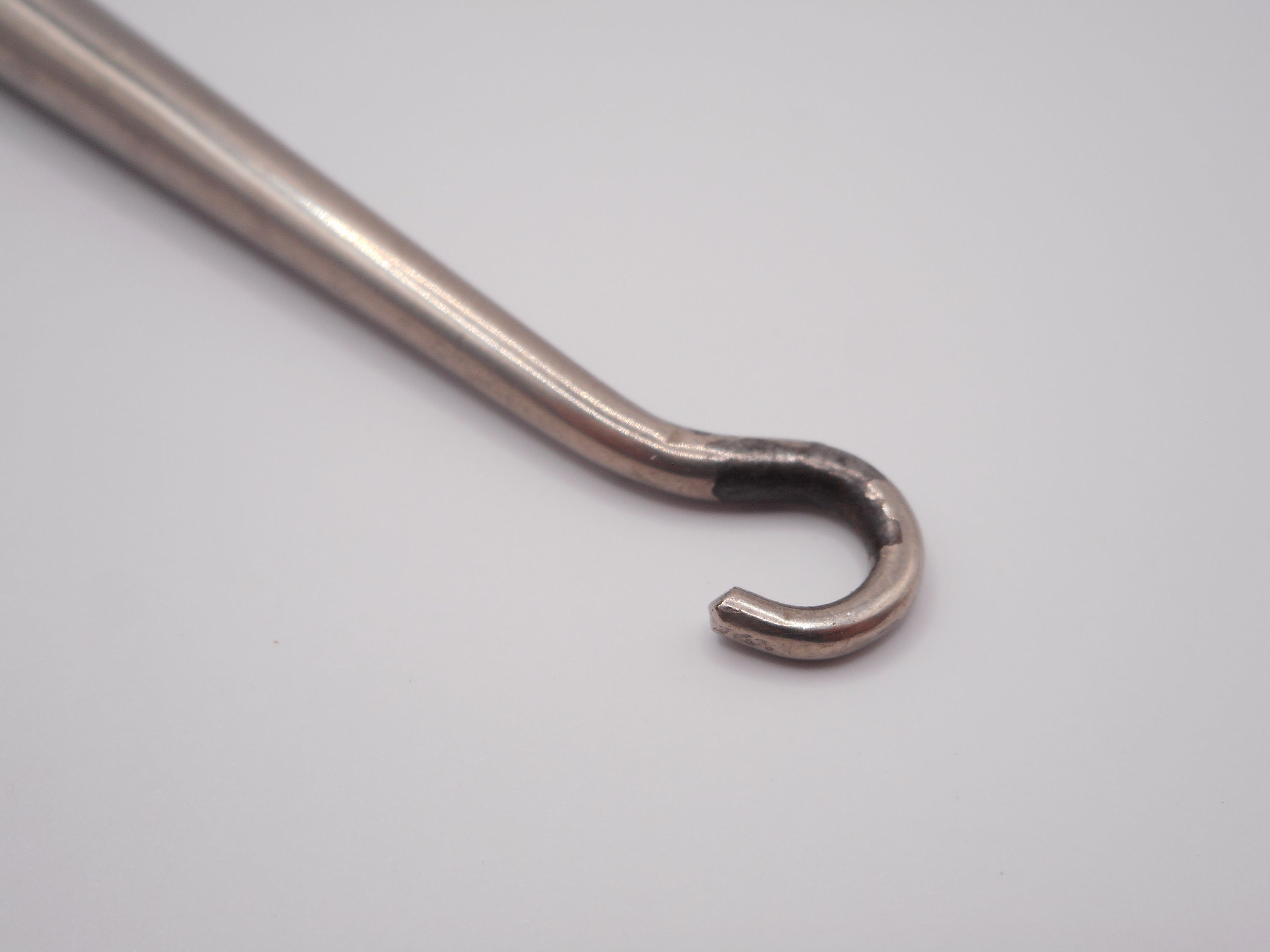 Long Sterling Silver Handled Button Hook With Engine Turned Detail