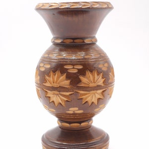 Handcrafted 13 cm Vintage Wooden Carved Flowerpot – Rustic Home Decor C01/1775 OB