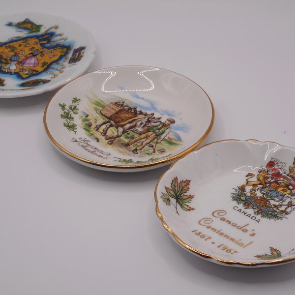 Recuerdos antiguos: Platos de porcelana del centenario de Canadá, Irlanda y Mallorca A00/1888