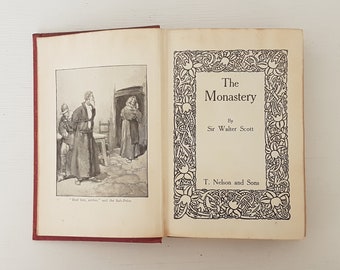 Antique c.1920s The Monastery by Sir Walter Scott - Rare Vintage Book Collectible SZ/1619