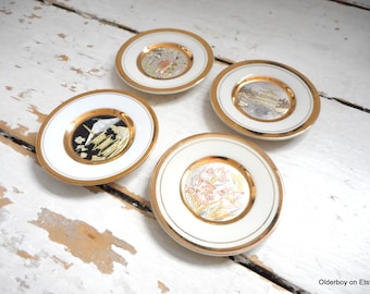 Vintage Chokin Plate from Japan - Geisha Theme with Gold Edging F03/1514