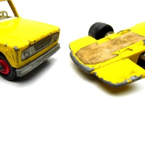 Vintage Diecasts, Yellow Cars by Lesney, Collectible THUNDERCLAP 1971 and FIELD CAR 1969 F1 Car formula 1 bolid  D1/1086