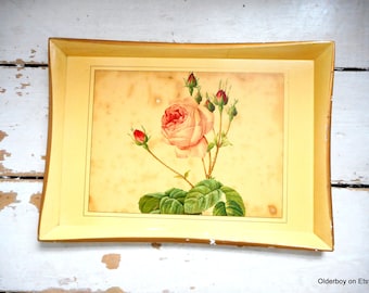 Rose Motif Hand-Painted Serving Tray - English Collectible Floral Tray, Vintage Decor  G04/1447