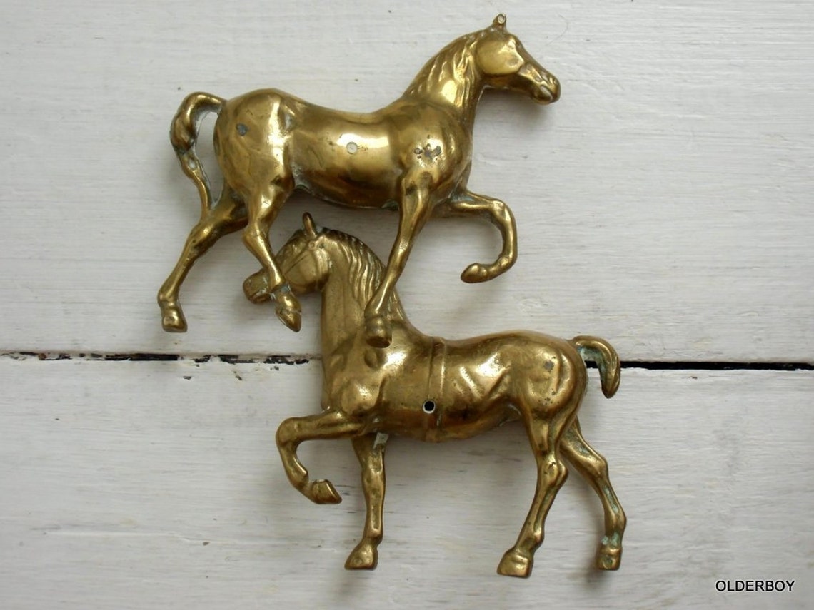 Pair of Vintage brass Horses solid brass horse brass charger Etsy