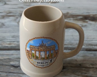 Vintage Berlin Beer Stein - Authentic German Porcelain Jug from Capital of Germany with Branderburgen Tor image H05/2364