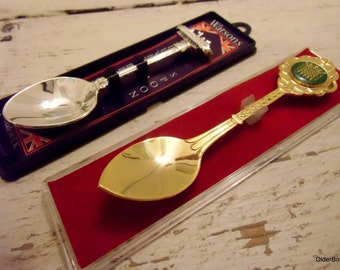 2 Collectable Spoons Britannia Ship spoon House of commons badged spoon collector spoon  england spoon collectible spoons Uk A00/050