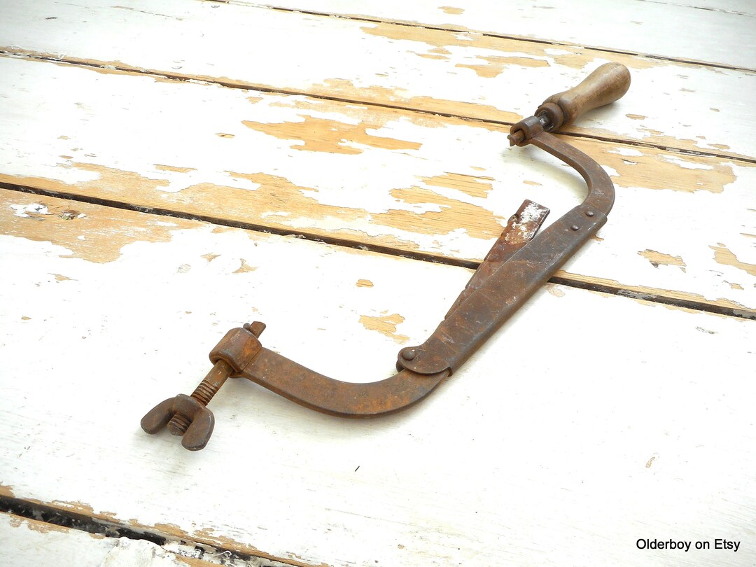 C.1940 Metal SAW FRAME / Rusty Old Saw Frame Hand Saw Frame Collectible Antique Tool Handsaw