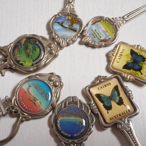 7 vintage spoons from AUSTRALIA and NEW ZEALAND, collectible souvenir sugar spoons D10/2324