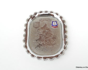Vintage Brighton England Tray: Silver Tone Wedding Ring Holder