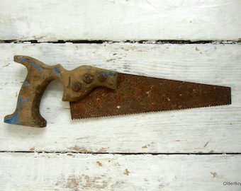1940s Vintage rusty handsaw / collectible handsaw rusty antique old saw retro tools home decor tools  handsaw gift for him  C01/070