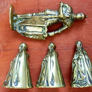 Vintage Brass Knight and Ladies Figurines: Collectible Set