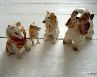 4 porcelain Dogs  porcelain dogs figurine ceramic painted little dogs collectible dog figurine porcelain G04/172
