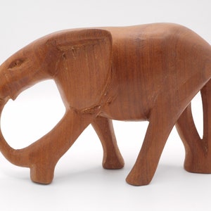 Handcrafted Wooden Elephant Figurine - Vintage Collectible Sculpture