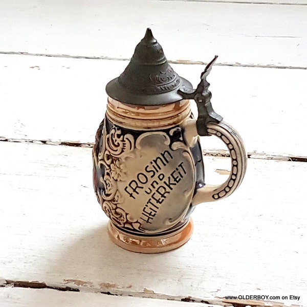 Vtg Little Stein West Germany porcelain Beer Stein Vintage Stein porcelain DBGM beer stein with lid beer jug ceramic stein man O11/702