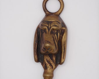 Key ring Vintage Basset head figurine Dachshunt old pendant or top of shoehorn  D10/1716