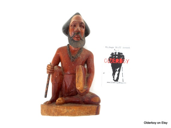 Wise Man with Book wooden Figurine: Collectible Decorative Paperweight