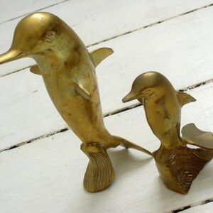 Vintage Brass Dolphin Figurine: Solid Brass Home Decor