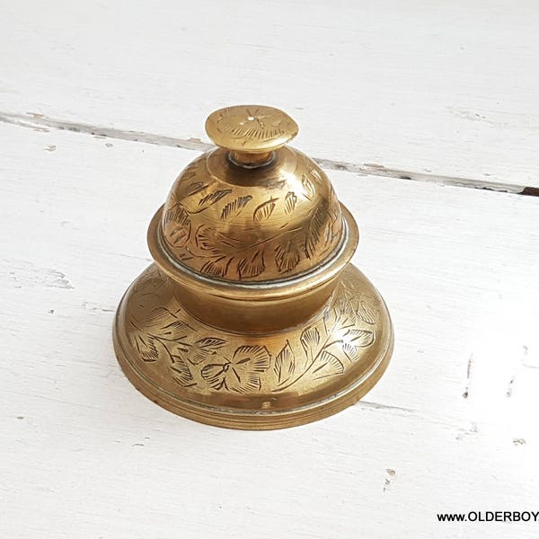 Vtg Claw Bell with holder Brass India Bell little handbell clawn hand bell brass handle clawn bell vintage brass hotel bell N10/885
