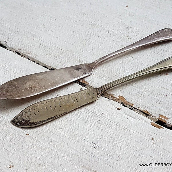 1800s Vtg Victorian Cutlery Butter knives Cake Server Sheffield Nickel and Silver Plating Co Ltd butter knife epns Cutlery vintage E02/676