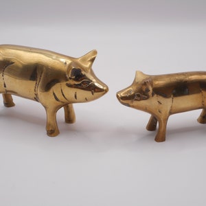 Golden Tone Vintage Pigs Figure - Charming Brass Home Decor Accent A00/1791