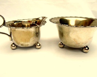 1900s Vintage set of silver plated epns milk jug and sugar bowl F03/144