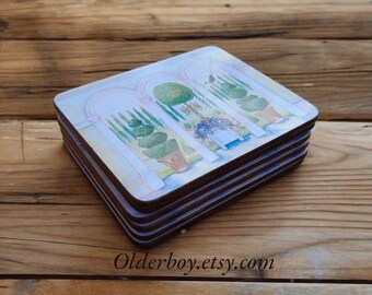 Vintage Lady Clare Cork Coasters Set, Alexandra Churchill Art - Etsy