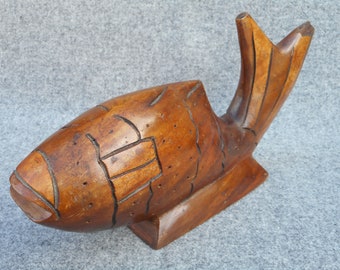 Wooden 25 cm FISH figurine collectible vintage fish paperweight decorative sculpture E02/1991