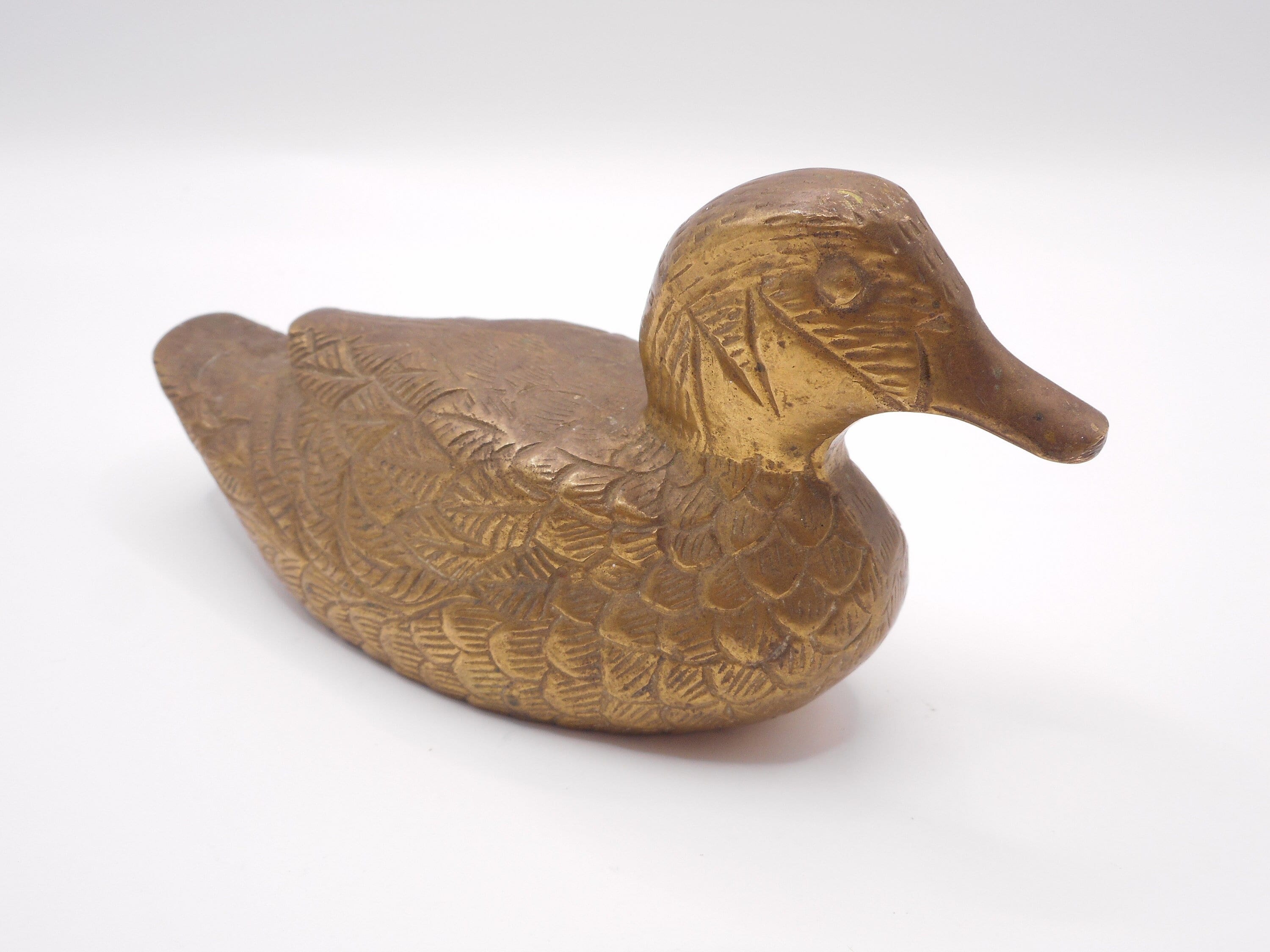 Figurine Brass Duck vintage small   collectible metal duck paperweight  D10/1736
