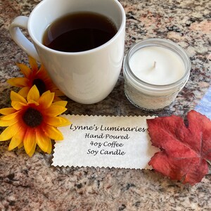 Hand Poured Candle / 100% Soy Wax / 4 Ounce / Glass Container / Coffee Scented Candle / Essential Oil / 20-28 Hr Burn Time