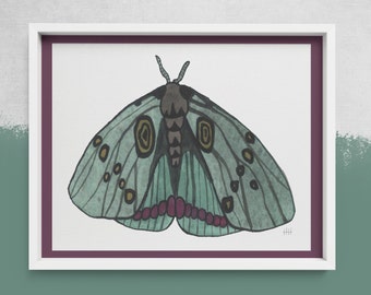 Aquarell Mottenbild / Tag 48 Motte / Digitaldruck / Schmetterling Wandkunst