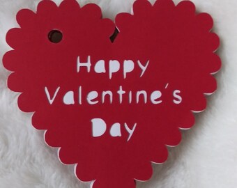 Valentine's Day Heart tags, Valentine's day goody bags tags, Valentine's day candy bags tags, Cardstock paper Valentine's heart tags