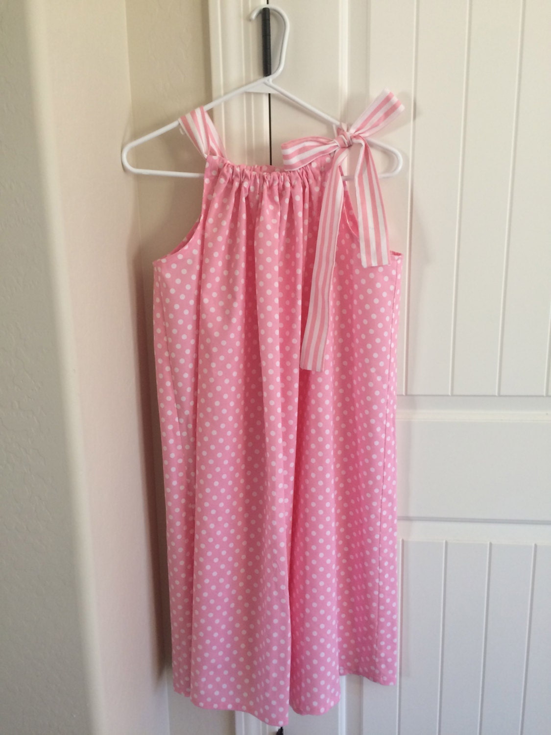 Pastel pink polka hospital gown with coordinating stripe tie Etsy