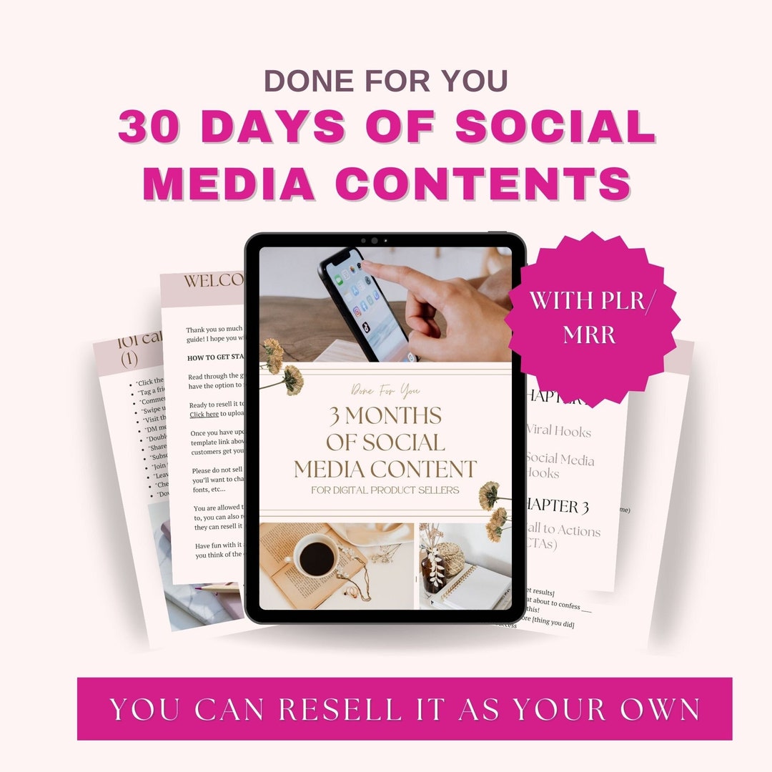 30 Days of Social Media Content and 50 Viral Hooks for Digital Product ...