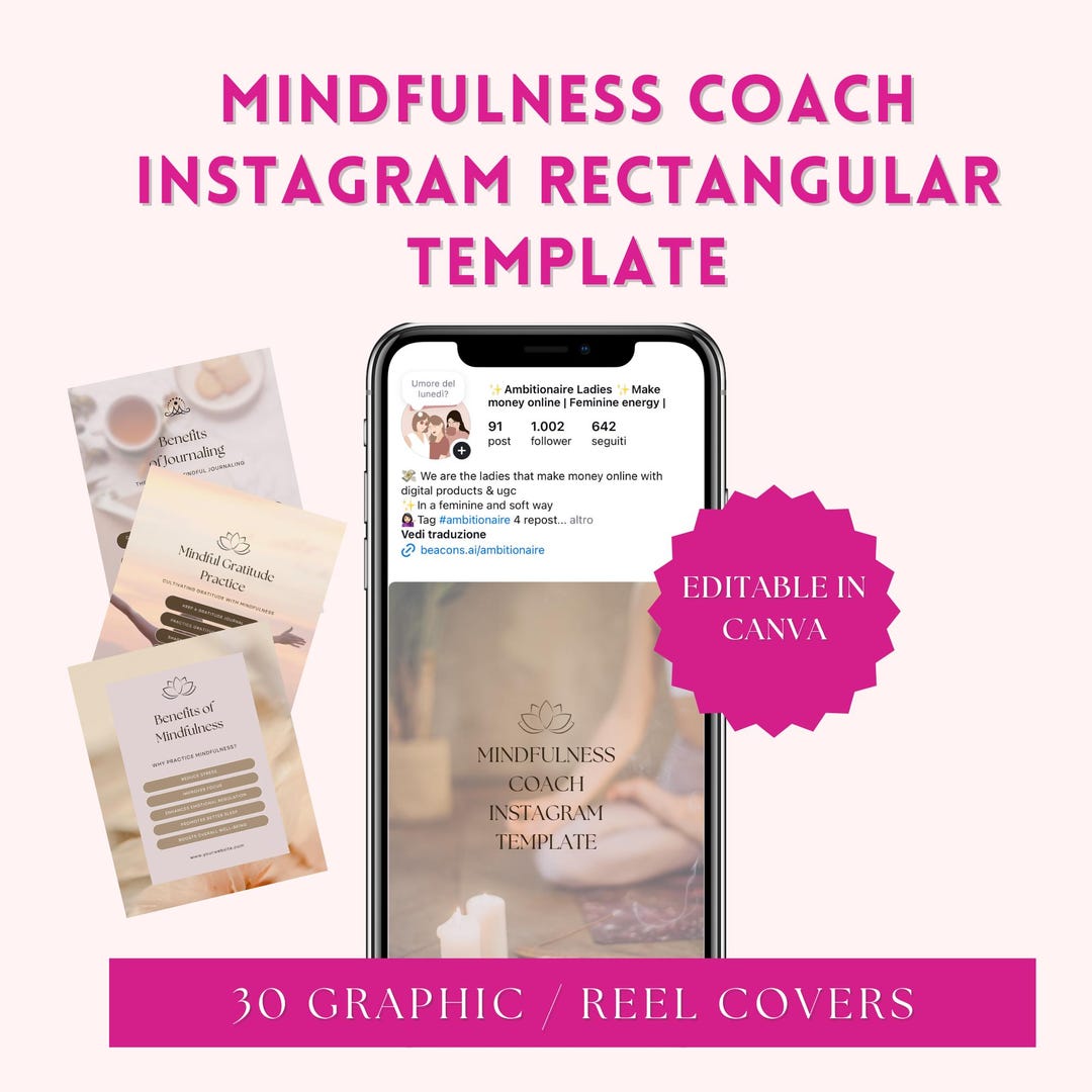 Mindfulness Coach Instagram & Social Media Template | Rectangular Canva ...