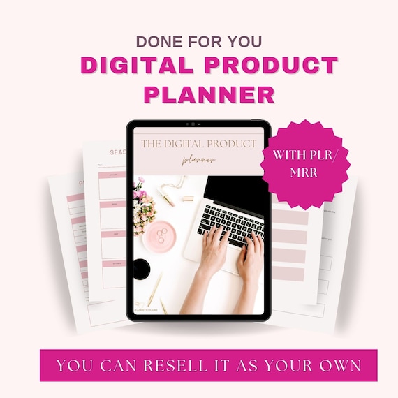 Digital Product Planner with Master Resell Rights (MRR) and Private Label Rights (PLR) - Pink version  | Done-For-You pdf | DFY Ebook |