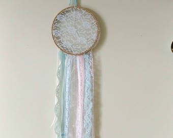 Blue lace dreamcatcher Shabby dream catcher Wall hanging Wall decor Turquoise decor Turquoise dreamcatcher House decor Patio decor Outdoor